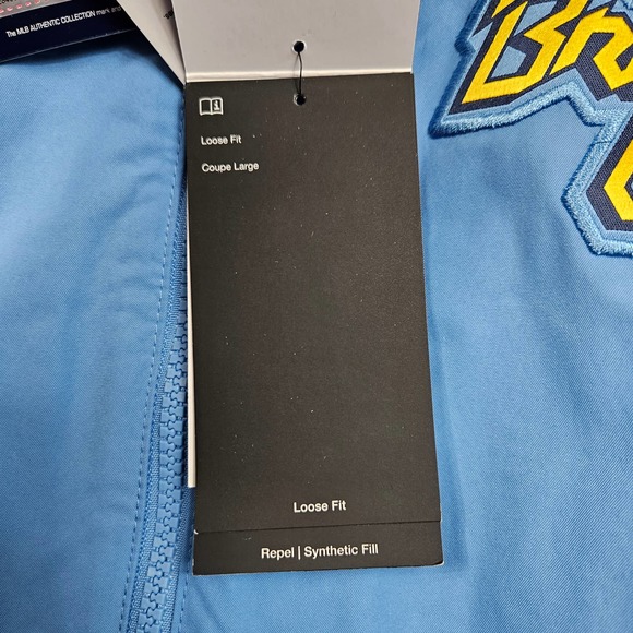 Nike Baseball Dugout Jacket Mens M Brewers City Connect Brew Crew Insulated - Picture 5 of 9